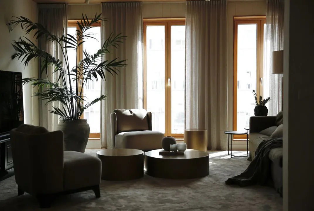 Brindle Måttbeställda gardiner i vardagsrum