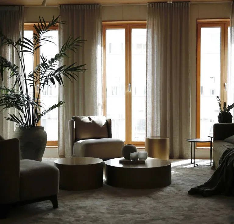 Brindle Måttbeställda gardiner i vardagsrum